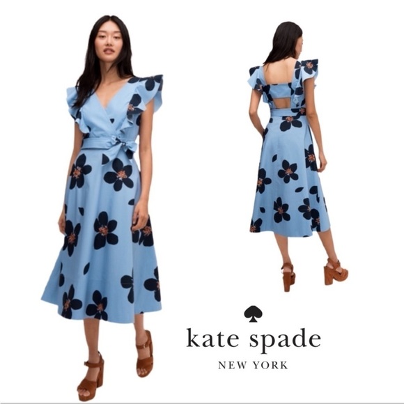 KATE SPADE Grand Flora floral Poplin Dress size 0 XS with POCKETS - Picture 11 of 14